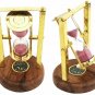 Marine Sand Timer Brass Nautical Hourglass Vintage Wooden Base With Compass