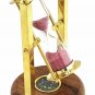 Marine Sand Timer Brass Nautical Hourglass Vintage Wooden Base With Compass