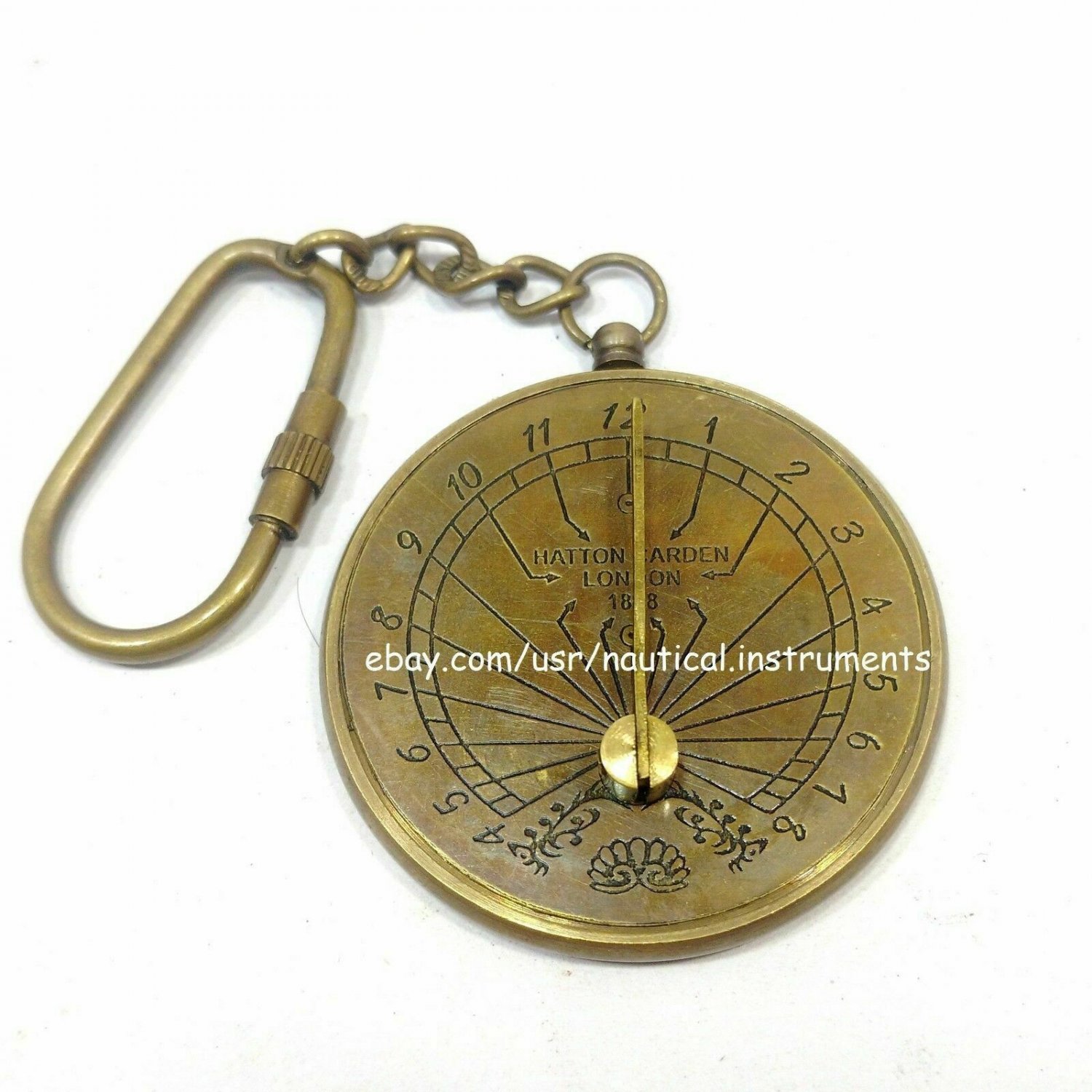Sundial Pocket Watch Key Chain Antique Finish