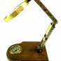 Nautical Adjustable Brass Magnifying Glass on Wooden Base with Compass Desk Item