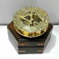 Antique Vintage Sundial Brass Pocket Compass With Wooden Box For Home Decoration