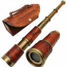 Antique Telescope Brass w/ Leather Marine Nautical Pirate Spyglass Vintage Scope