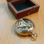 Solid Brass Antique Sundial Pocket Compass West London With Wooden Box
