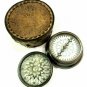 3" Nautical Antique Maritime Brass Gilbert Sundial Compass with Wooden Box