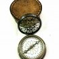 3" Nautical Antique Maritime Brass Gilbert Sundial Compass with Wooden Box