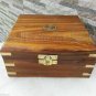 NAUTICAL BRASS GIFT SET VINTAGE MARITIME COMPASS/TELESCOPE/SEXTANT W/WOODEN BOX
