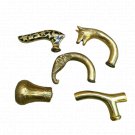 Solid Brass Designer Head Handles For Wooden Walking Stick Cane Gift Set Of 5
