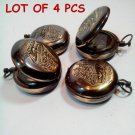 LOT OF 4 COLLECTIBLE VINTAGE BRASS PUSH BUTTON SHIP POCKET COMPASS MARITIME GIFT