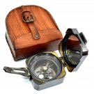 Antique vintage nautical brass kelvin&hughes brunton compass with leather case