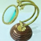 Vintage Nautical Brass Magnifying Glass Antique Wooden Base Decor Magnifier