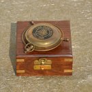 Antique Finish Vintage Style Nautical Brass Compass With Wooden Box
