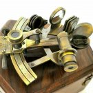 Nautical Antique Brass Marine Sextant With Collectible Maritime Wooden Box Gift