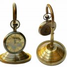 Nautical Maritime Antique Brass Desk Clock Hanging Watch Home Decor