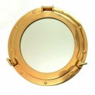 15 inch Brass Porthole Mirror~Nautical Maritime Wall Decor~Ship Cabin Window