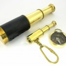 Brass Telescope+Small Telescope Key Chain+Small Magnetic Compass Combo Pack