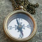NAUTICAL Brass Direction Compass LOCKET COMPASS WITH LONG CHAIN.GIFTS