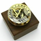 Brass Nautical Sundial & Compass With Hardwood Box London Item Gift