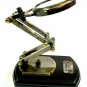 Nautical Brass Antique Adjustable Magnifying Glass Reading Lens on Wooden Base