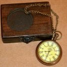Antique vintage maritime brass pocket watch victoria london gift with wooden box