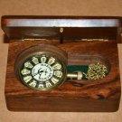 Antique vintage maritime brass pocket watch marine anchor gift with wooden box