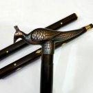 VINTAGE BRASS HANDLE PEACOCK DESIGN WOODEN CANE WALKING STICK ANTIQUE STYLE GIFT