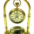 Desk Clock Compass Antique Maritime Solid Brass Hanging Nautical Home Decor Item