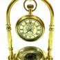 Desk Clock Compass Antique Maritime Solid Brass Hanging Nautical Home Decor Item