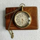 Vintage Brass Pocket Watch With Wooden Box Nautical Maritime Royal Clock Antique