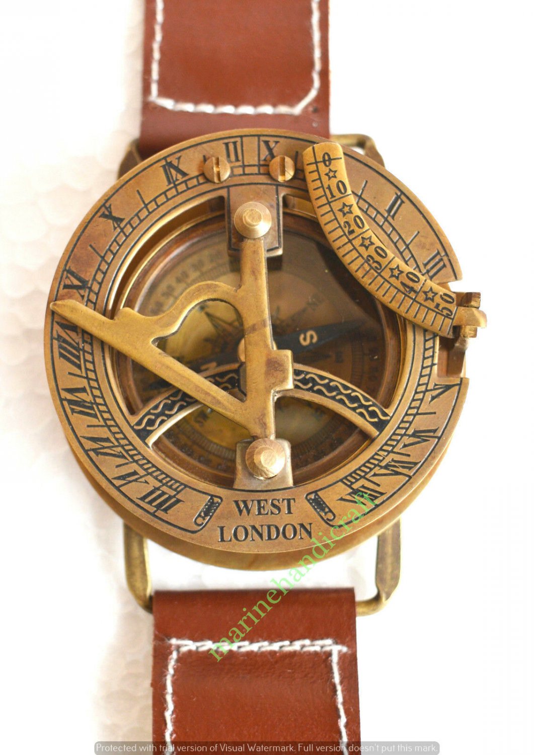 COMPASS VINTAGE STYLE ANTIQUE FINISH BRASS WRIST WATCH-MARITIME MARINE