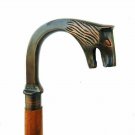 Antique Brass Wolf Head Designer Handle Handmade Wooden Walking Stick Cane Gift