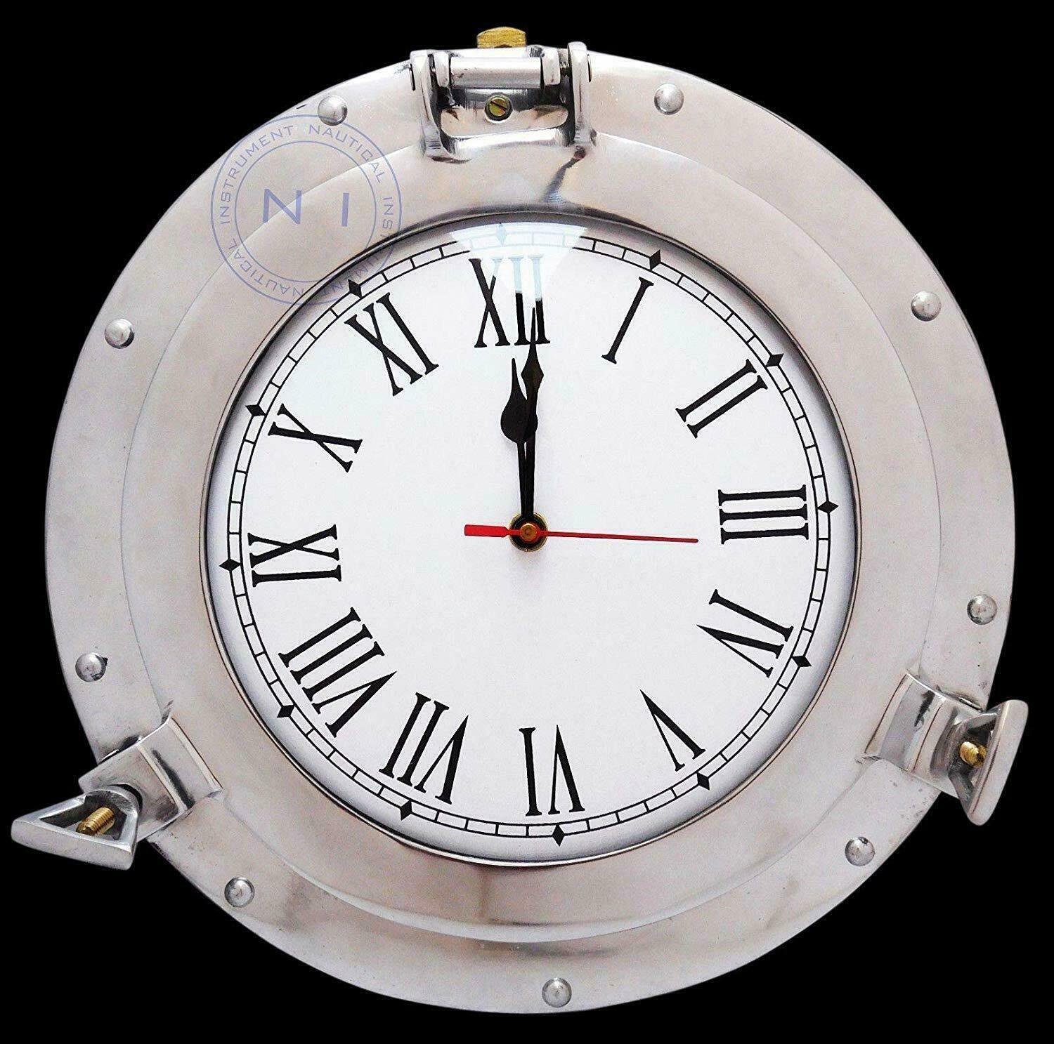 Aluminium Ship Porthole Wall Clock Nautical Hanging Home Decor Marine