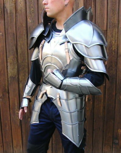 18GA SCA Steel Medieval Half Body Plated Armor Suit Cuirass & Puldrons/Gauntlets