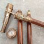 Solid Brass telescope Design Handle Antique Style Wooden Walking Stick Cane gift