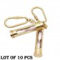 Lot Of 10 Pcs Nautical Brass Golden Finish Sand Timer Key Chain Key Ring Gift