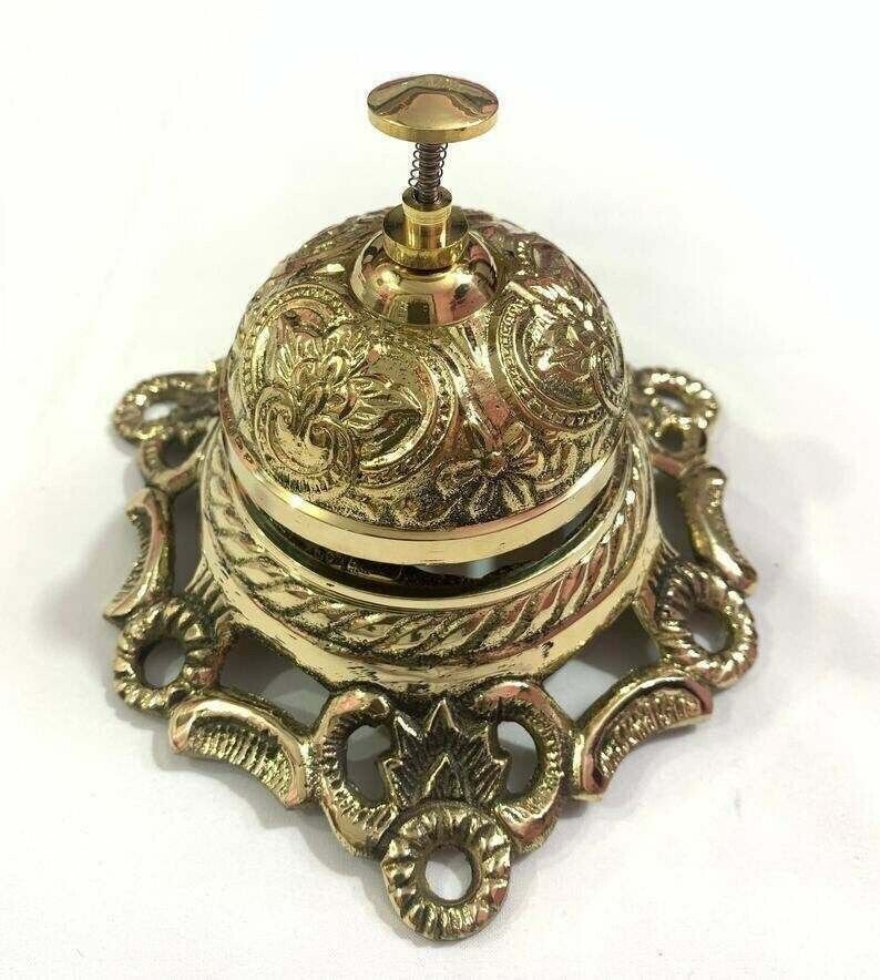 Vintage Solid Brass Ornate Table Bell Vintage Desk Decorative Office/Hotel Decor
