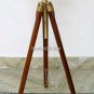 Antique Wooden Corner Floor Tripod Stand Vintage Brass Brown Suitable For Lamp