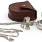 Nautical Brass Sundial Compass With Mini An Hour Glass & Leather Case