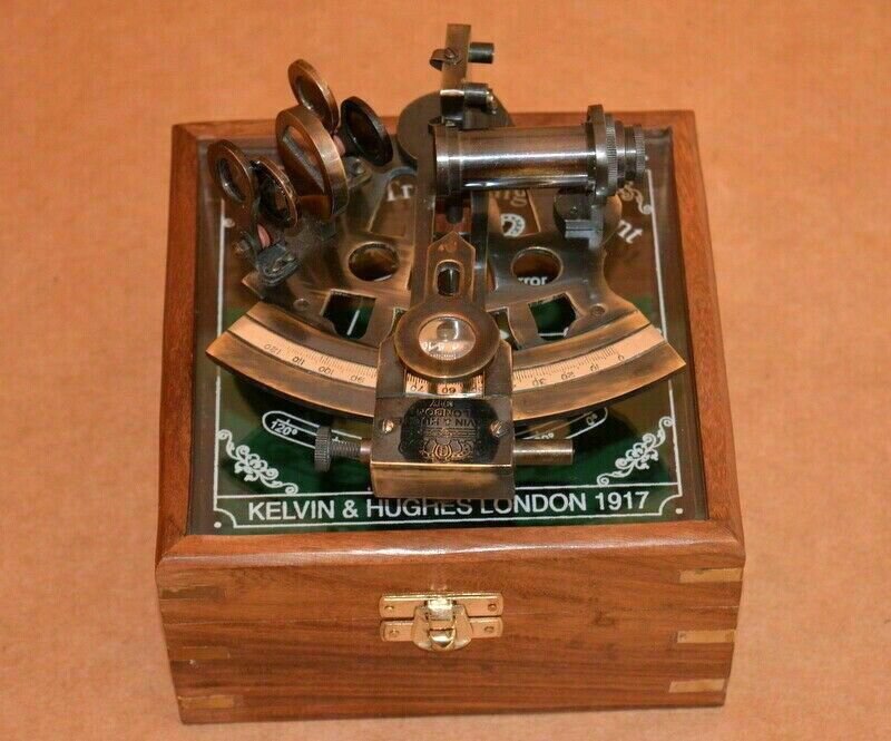 Marine Sextant German Working Nautical Collectible Antique with wooden box