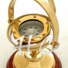 Vintage Gimbled Brass Compass~Nautical Gimble Compass on Wooden Base