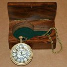 Vintage maritime brass pocket watch marine anchor with wooden box Christmas gift