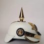 White Color Leather Prussian Helmet German Pickelhaube Long Spiked Helmet