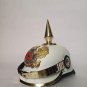 White Color Leather Prussian Helmet German Pickelhaube Long Spiked Helmet