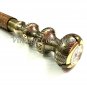 Antique Brass Twist Handle Leather Wooden Walking Stick with Clock on Top Gift