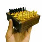 Handmade Wooden Mini Chess Board Game ~ Travel Vintage Chess Set Wooden Box