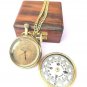 Antique Compass Pocket Watch Combo Brass Gift Camping Nautical Personalized