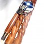Halloween Style Skull Brass Handle Brown Wooden Walking Cane Men's Stick Design