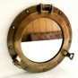 12" Antique Brass Finish Porthole Mirror ~ Nautical Maritime Wall Décor ~ Window