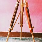 Brass & Wooden Tripod Nautical Vintage Theater Stage Industrial Nautical Stand;