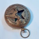 Antique Brass Pocket Star Sundial Compass Push Button Collectible Gift