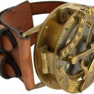 Sun Dial Leather Watch Brass Compass Leather Old Gold Lustre Unusual UK